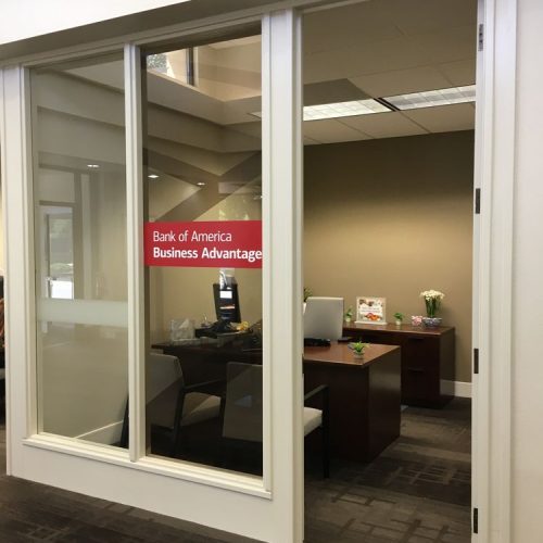 16 - Commercial Application - Bank of America sign hanging in office