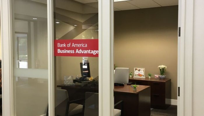 16 - Commercial Application - Bank of America sign hanging in office